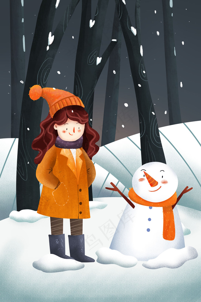 小清新大雪节气插画