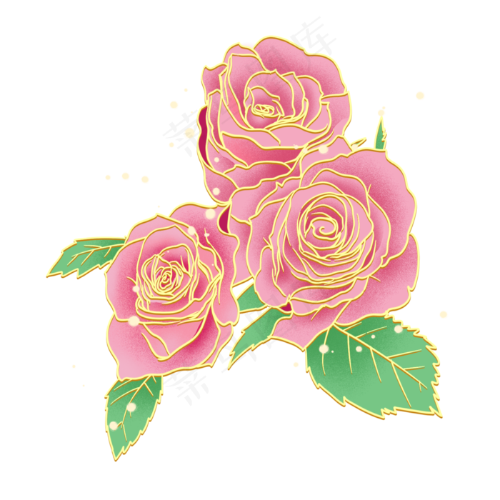 金线玫瑰花(2000X2000(DPI:300))psd模版下载