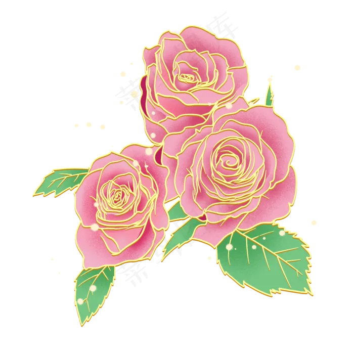 金线玫瑰花(2000X2000(DPI:300))psd模版下载