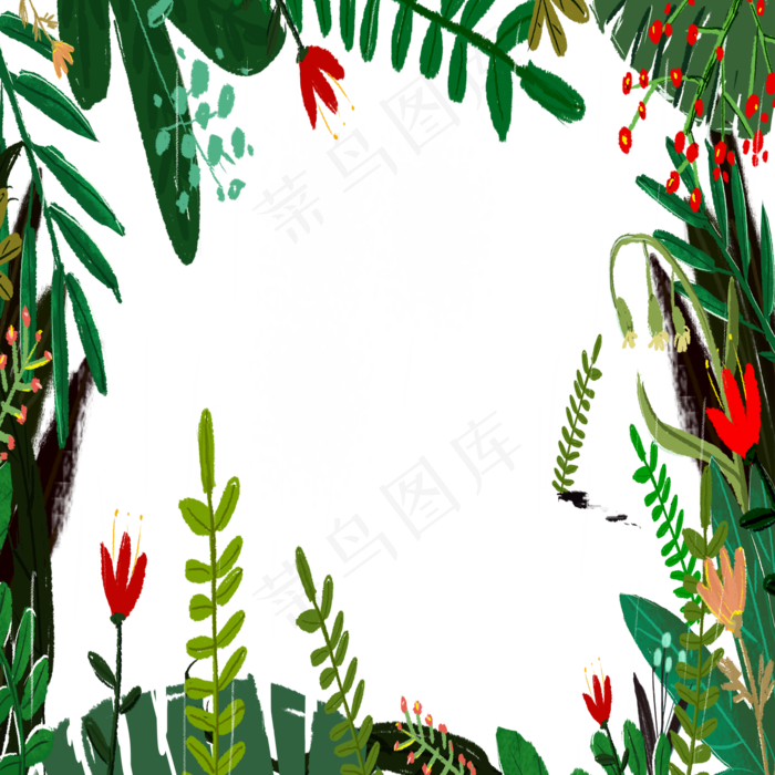彩色植物花朵边框元素(2000X2000(DPI:72))psd模版下载