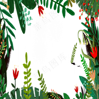 彩色植物花朵边框元素