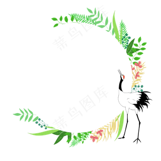 仙鹤春夏植物装饰