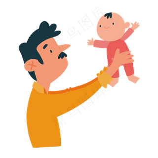抱着婴儿的父亲矢量素材