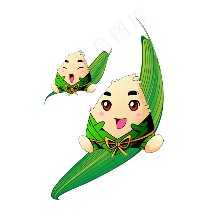 坐着粽叶飞行的卡通粽子(3000X3000(DPI:300))psd模版下载