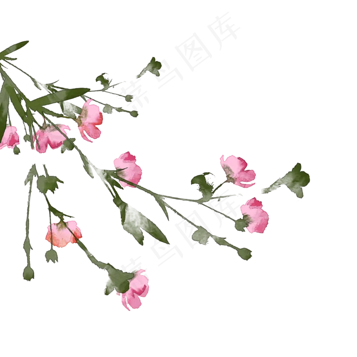 古风植物花枝(2000X2000(DPI:300))psd模版下载
