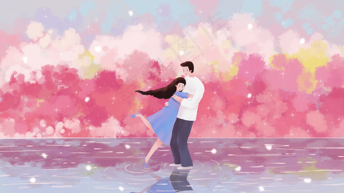 情人节主题之情人拥抱温馨唯美治愈(2880*1620px 300 dpi )psd模版下载
