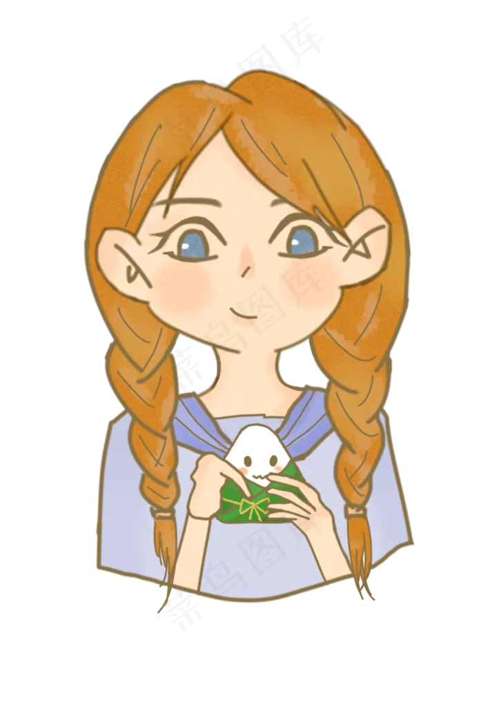 创意粽子女孩害羞拿粽子