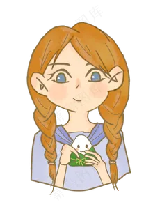 创意粽子女孩害羞拿粽子