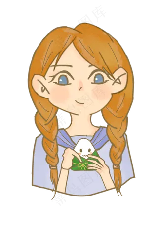 创意粽子女孩害羞拿粽子