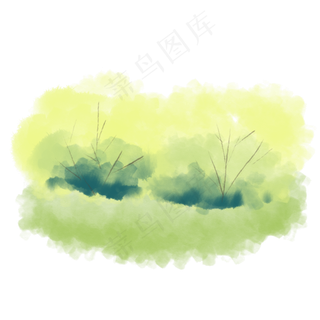 手绘小清新水彩春天草丛下载