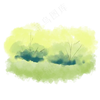 手绘小清新水彩春天草丛下载