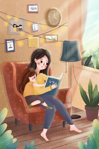 小清新母亲给女儿读故事