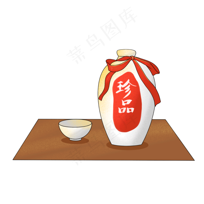 中国风白瓷酒坛装饰免扣