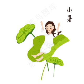 夏季小暑荷叶女孩