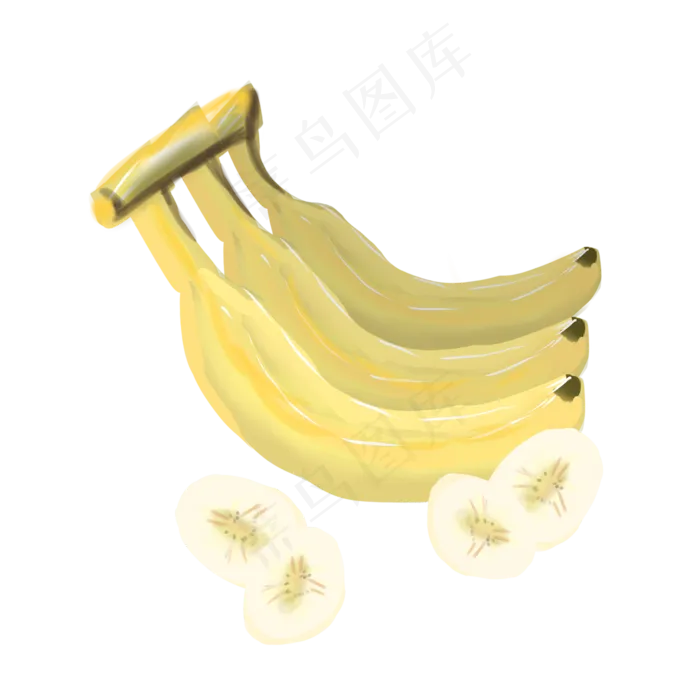 水彩风格水果香蕉(2000X2000(DPI:300))psd模版下载