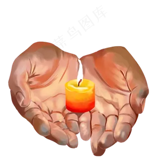 手捧蜡烛创意插图,免抠元素