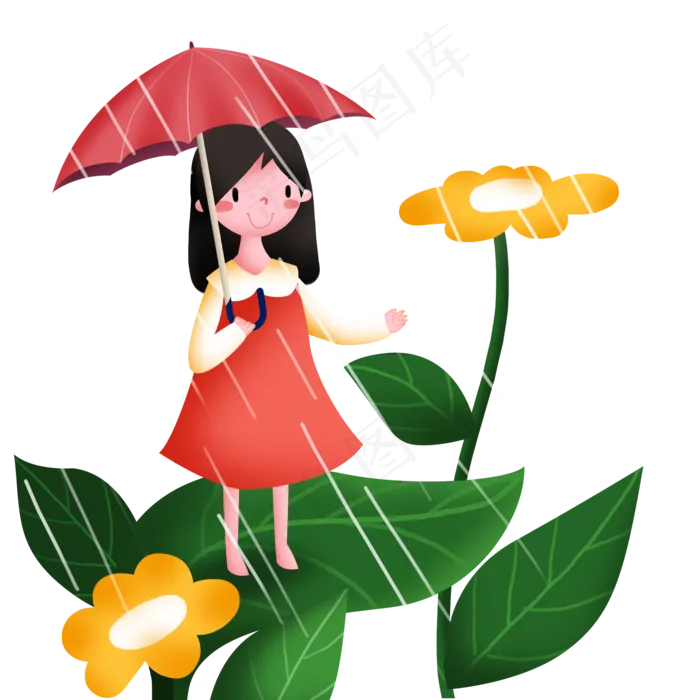 谷雨站在叶子上姑娘(2000X2000(DPI:299))psd模版下载