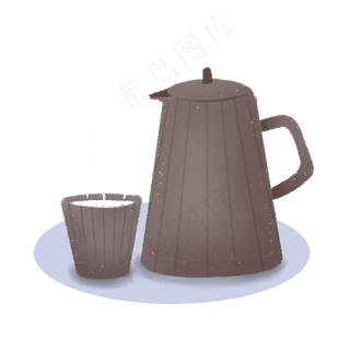 手绘卡通茶壶茶杯重阳节