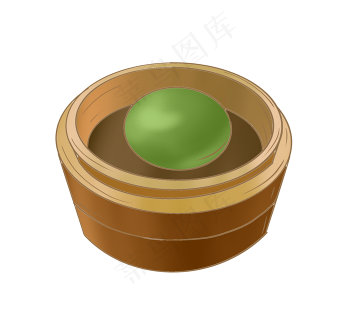 一笼青团食物插画