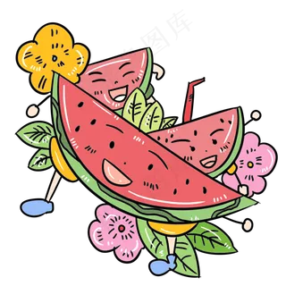 夏季大暑手绘西瓜造型