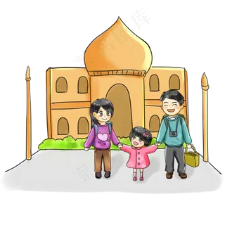 世界旅游日出游卡通手绘Q版印度