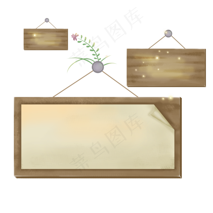 悬挂的空白木板文字框(2400X2400(DPI:300))psd模版下载