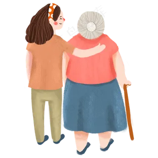 母亲节母女俩背影