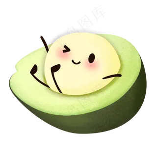 卡通手绘水果可爱趣味牛油果