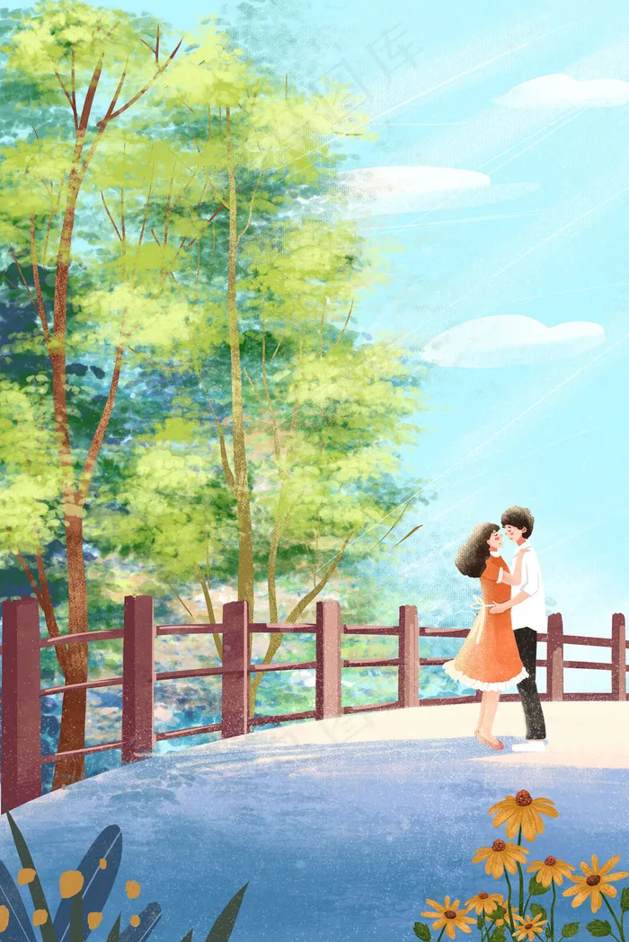 夏天风景情侣治愈系小清新