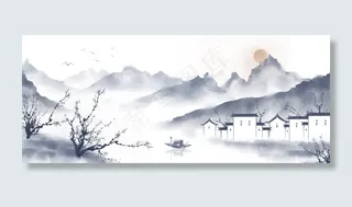 手绘线描清明节banner