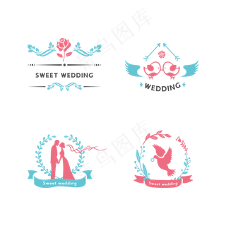 矢量婚礼logo暖色