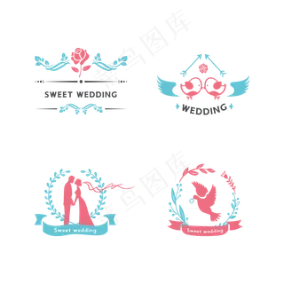 矢量婚礼logo暖色