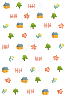 房子印花底纹装饰图,免抠元素