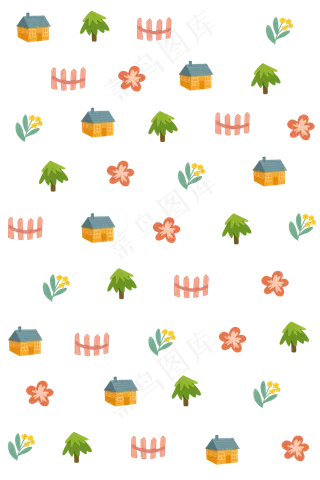 房子印花底纹装饰图,免抠元素