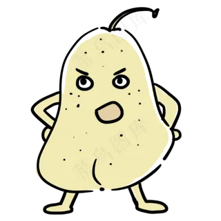 梨子甜鸭梨黄色可爱清新