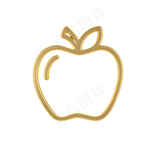 金属质感立体水果类图标-苹果