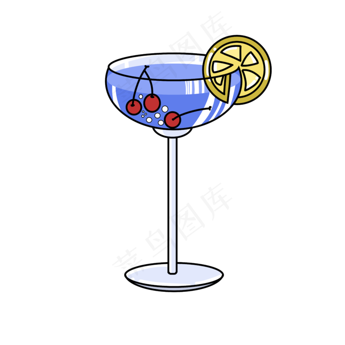 蓝色果味鸡尾酒水果高脚杯(6000X6000(DPI:762))psd模版下载