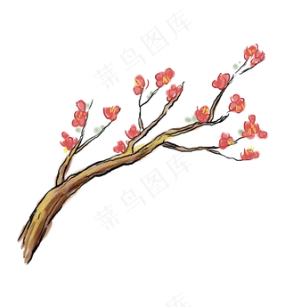 中国风水墨红梅