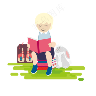 看书的儿童矢量素材