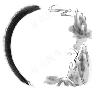 古风水墨中国风花纹边框山水