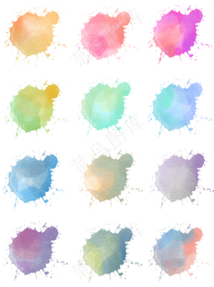 喷溅水彩笔触12个