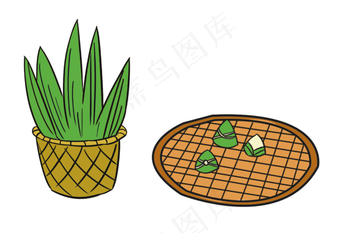 绿色的粽子装饰插画