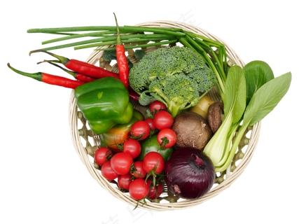 圆形编织筐蔬菜