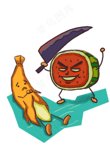 搞怪水果卡通愤怒的西瓜