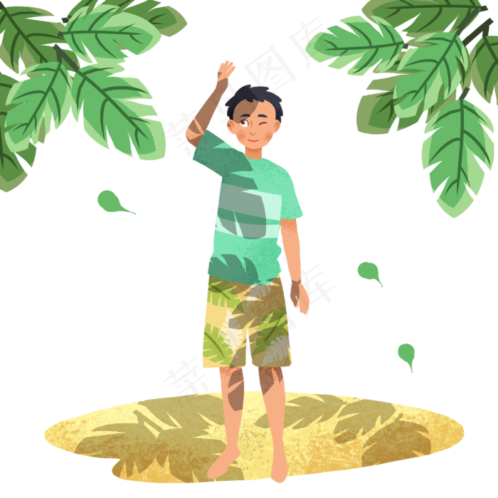 大暑树荫下男孩(3000X3000(DPI:300))psd模版下载