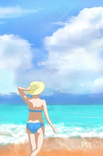 夏天沙滩清新泳衣