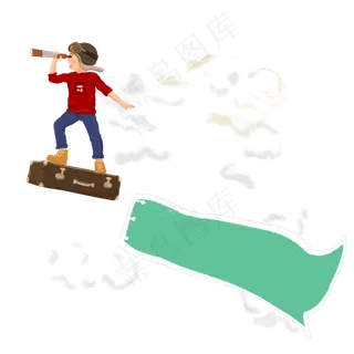 骑着箱子飞翔创意