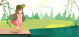 春分节气可爱卡通春游banner