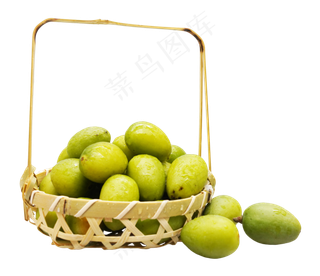 一筐绿色橄榄果
