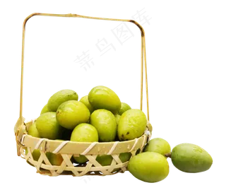 一筐绿色橄榄果